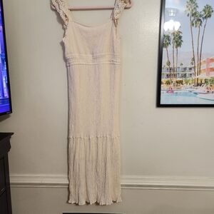 Lucky Brand Ruffled Eyelet Tank Sleeveless Dress in sand size Medium